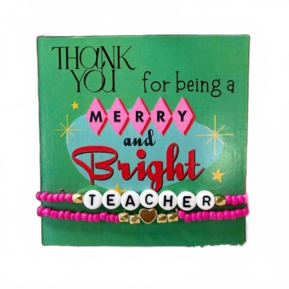 NEW LASTING IMPRESSIONS merry & bright teacher holiday bracelet gift set in pink